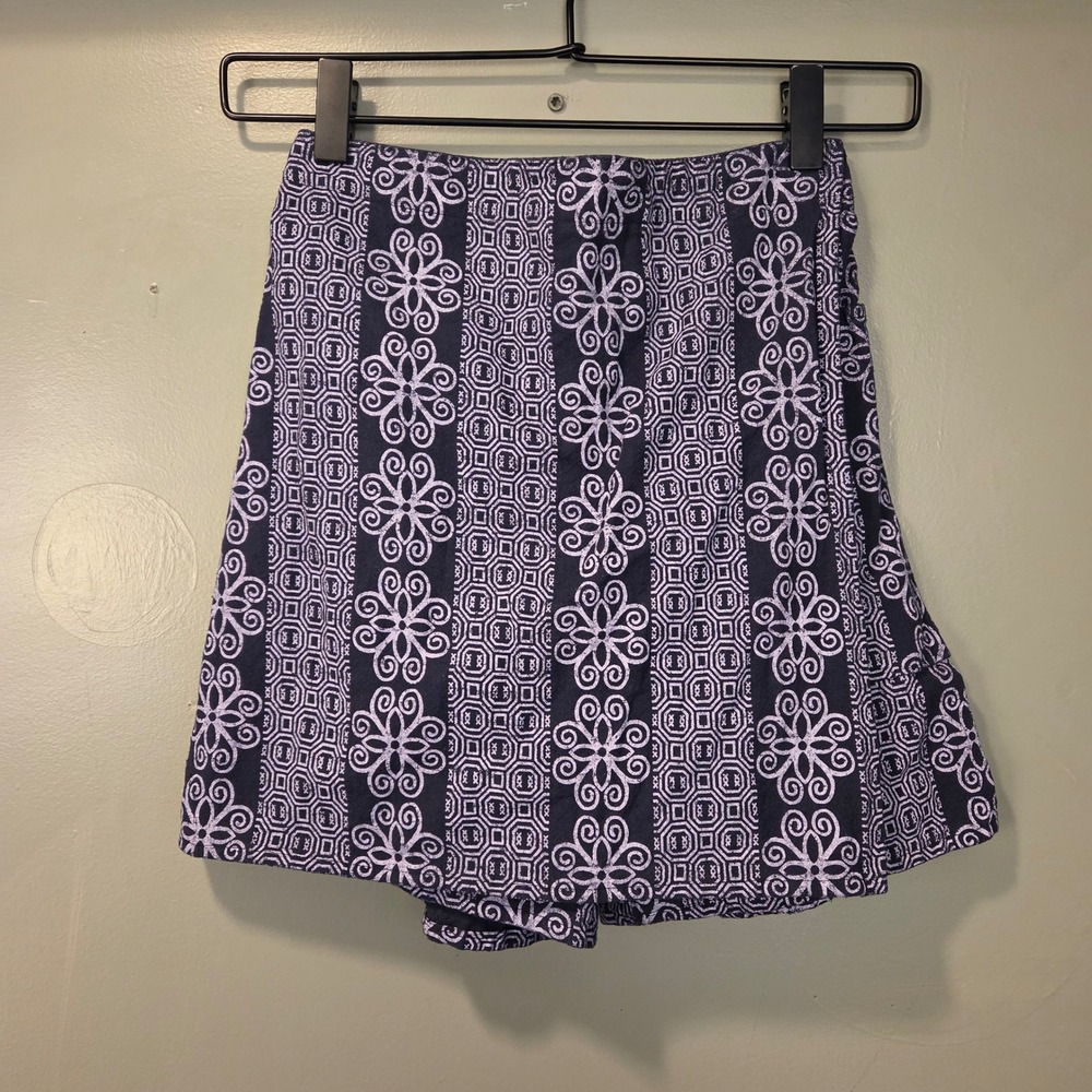 Handmade Pull On Skort Geometric Pattern Boho, 24" Waist, Purple Lavender
